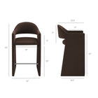 Modway Talia 41" Performance Velvet Bar Stool - Chocolate Brown-Curved Back Barrel Design