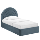 Modway Solana Arched Performance Velvet Twin Platform Bed - Cadet Blue-Assembly Required
