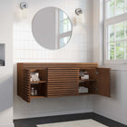 Modway Render 48" Single Sink Compatible Bathroom Vanity Cabinet - Walnut-Drywall Friendly Mounting Cleat