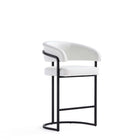 Manhattan Comfort Augusta 22.8" Modern Leatherette Upholstered Counter Stool - White-Modern Counter Stool with Backrest Perfect for Bar and Kitchen Use