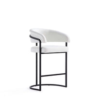Manhattan Comfort Augusta 22.8" Modern Leatherette Upholstered Counter Stool - White-Modern Counter Stool with Backrest Perfect for Bar and Kitchen Use