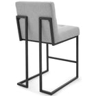 Modway Privy Black Stainless Steel Upholstered Fabric Counter Stool - Black Light Gray - Set of 2-Elegant Biscuit Tufting