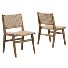 Modway Saoirse Woven Rope Wood Dining Side Chair - Walnut/Natural - 2 Pack-Woven Rope