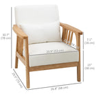 HOMCOM Accent Chair with Cushioned Seat and Back for Bedroom - Cream White-An extra pillow, padded back cushion, and S-spring seat cushion inside provide comfortable sinking
