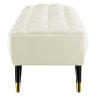 Modway Adept 60" Performance Velvet Bench - Ivory-Gold Metal Foot End Caps