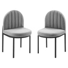 Modway Isla Upholstered Fabric Dining Side Chair - Black/Light Grey - 2 Pack-Glam Deco Dining Chair