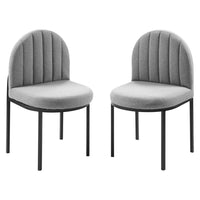 Modway Isla Upholstered Fabric Dining Side Chair - Black/Light Grey - 2 Pack-Glam Deco Dining Chair