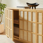 Modway Aiko Japandi Sideboard - 76" - Light Oak-Adjustable Shelves
