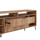 Manhattan Comfort DUMBO 62.99" Modern TV Stand - Golden Brown-Features 2 Media Holes for Media and Wire Management
