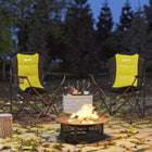 Outsunny Folding Camping Chairs with Cup Holder, Padded Camping Chairs for Outdoor Events - Yellow-Splash-resistant, padded 600D Oxford fabric ensures comfort, durability