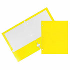 JAM Paper Laminated Glossy 3 Hole Punch Two-Pocket School Folders - Yellow - 6 Pack-Glossy 3-Hole Punch Project Folders l Colour: Yellow