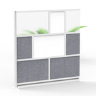 Luxor Modular Wall Extension with Whiteboard - 70" W x 70" H - Segmented Grey Frame, Frosted Acrylic, Cool Grey PET-Creates semi permanent privacy in shared spaces