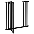 PawHut 29"-34" Pet Gate with Door Pressure Fit Dog Gate for Stairs - Black-Door can be set to open both directions or locked to a side