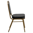 Flash Furniture HERCULES Series Trapezoidal Back Stacking Banquet Chair in Black Vinyl - Gold Frame-Stacks up to 10 Chairs High