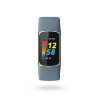 Fitbit Charge 5 Fitness Smart Watch - Platinum/Mineral Blue-Dimensions: 6.89" L x 3.58" W x 1.77" H