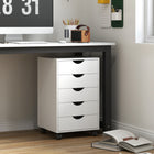 HOMCOM Filing Cabinet with 5 Wheels & Storage Organizer - White-Allows you to store files or small office accessories
