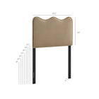 Modway Athena Stain-Resistant Performance Velvet Twin Size Headboard - Taupe-Scalloped Wave Design
