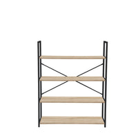 Simply 4-Tier Bookcase - Black-Metal frame with wood grain shelves