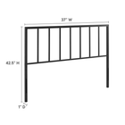 Modway Tatum Metal Twin Headboard - Black-Powder Coated Iron Construction