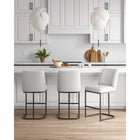 Manhattan Comfort Serena 17.71" Modern Leatherette Upholstered Counter Stool - White - 3 Pack-Frame Made of Metal with Matte Black Finish