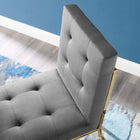 Modway Privy Gold Stainless Steel Performance Velvet Dining Chair - Gold/Charcoal-Performance Velvet Polyester Upholstery