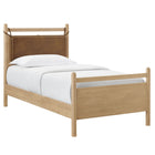 Modway Leni Twin Size Vegan Leather and Wood Platform Bed Frame - Light Oak Canyon-Twin Size Platform Bed