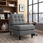 Modway Empress Upholstered Fabric Lounge Chair - Grey-Deeply Tufted Buttons