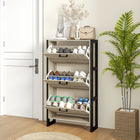 HOMCOM Shoe Cabinet with 3 Flip Drawers - Walnut-Anti-tipping design ensures more safety  