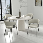 Manhattan Comfort Luce 22" Modern Textured Leatherette Upholstered Dining Chair - Oatmeal - Set of 4-Upholstered in Luxurious Textured Leatherette with Fine Stitching