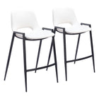 Zuo Desi Counter Stool - White - Set of 2-Armrest support