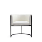 Manhattan Comfort Cosmopolitan 24" Mid-Century Modern Faux Leather Upholstered Dining Chair - White and Black - Set of 2-Weight Capacity: 300 lb