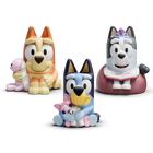 tonies Bluey 3-Piece Set - Bluey, Bingo, & Muffin-Tracklist: Bluey: 1. Dan Brumm Intro 2. Bluey Theme Song 3. Grannies 4. Duck Cake 5. Promises 6. Double Babysitter 7. Early Baby 8. The Creek 9. Camping 10. Bluey Theme Song Outro | Bingo: 1. Dan Brumm Intro 2. Bluey Theme Song 3. The Dump 4. Piggyback 5. Bin Night 6. Stickbird 7. Takeaway 8. Relax 9. Sleepytime 10. Bluey Theme Song Outro | Muffin: 1. Dan Brumm Intro 2. Bluey Theme Song 3. Muffin Cone 4. Granny Mobile 5. Baby Race 6. Cricket 7. Fairytale 8. 