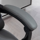 HOMCOM PU Leather Executive Reclining Office Chair with Arms - Grey-360-degree swivel casters for smooth movement