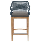 Modway Wellspring Outdoor Patio Teak Wood Bar Stool - Blue Graphite-Assembly Required