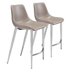 Zuo Magnus Counter Stool - Brown/Silver - Set of 2-Ergonomic and supportive footrest