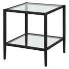 Hudson&Canal Hera 20"W Square Side Table with Glass Shelf - Blackened Bronze-Top has a weight capacity of 40 lbs, shelf can hold 20 lbs