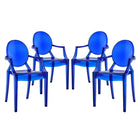 Modway Casper Dining Armchairs - Blue - 4 Pack-For Outdoor Use
