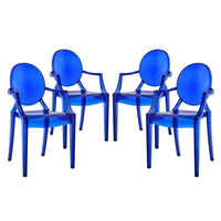 Modway Casper Dining Armchairs - Blue - 4 Pack-For Outdoor Use