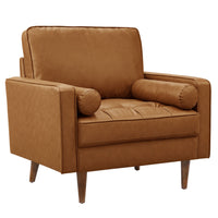 Modway Valour Tufted Vegan Leather Accent Armchair - Tan-Vegan Leather Upholstery