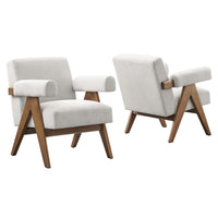 Modway Lyra Fabric Armchair - Ivory Fabric - Set of 2-Ergonomic Design for Comfort