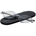 ThinOptics Reader with Universal Black Pod - 1.5 - Brown-Includes the Milano companion case, featuring an exterior of brushed aluminum anodized in black, an interior of polycarbonate & ABS with soft touch paint, and a magnetic locking mechanism.