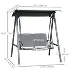 Outsunny 2-Seat Patio Swing Chair with Adjustable Canopy - Weather Resistant Steel Frame-The angle of the canopy can be adjusted 

