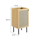 Modway Chaucer 18" Bathroom Vanity Cabinet - Oak-Adjustable Shelf