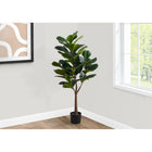Monarch Specialties 47" Artificial Indoor Fiddle Tree - Floor - Black Pot-51 real touch, adjustable, striking green leaves create a lifelike appearance