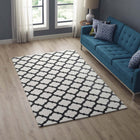 Modway Lida Moroccan Trellis Area Rug - 5 ft W x 8 ft L - Ivory/Charcoal-Tight Low Pile Weave