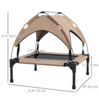 PawHut Elevated Cooling Dog Cot Bed with Canopy for Small and Medium Dogs - Coffee-Includes travel bag for convenient portability and storage 