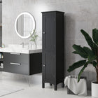 Kleankin Tall Bathroom Storage Cabinet with Adjustable Shelves - Black-Elevated legs can prevent your items from moisture