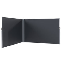 Outsunny Patio Retractable Double Side Awning - Charcoal Grey-High-density polyester fabric with PU coating blocks wind and rain

