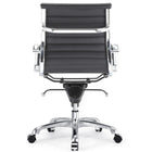 Plata Import Antoni Office Chair Leather Upholstery Low Back Adjustable Height Metal Frame - Black-Fixed Arms