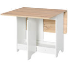 HOMCOM Drop-Leaf Folding Dining Table with Storage Shelf for 4-6 - Oak-Space-saving design is perfect for small living spaces